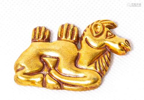 Chinese Pure Golden Carved Camel