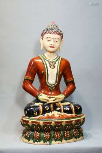 Chinese Tricolor Porcelain Buddha