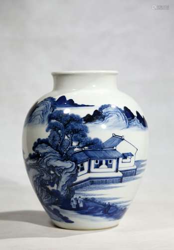 Chinese Qing Dynasty Qianlong Blue And White Porcelain Jar