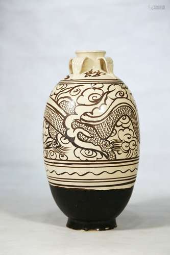 Chinese Cizhou Kiln Four Series Porcelain Bottle