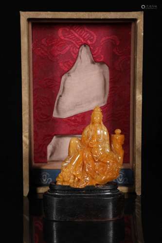 Chinese Qing Dynasty Old Collection Guanyin Of Shousha stone