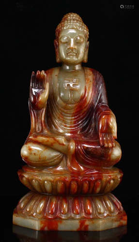 A HETIAN JADE BUDDHA STATUE