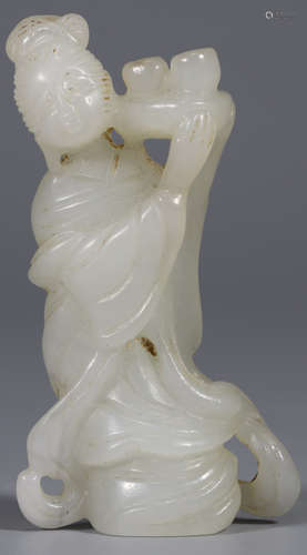 A HETIAN WHITE JADE FIGURE PENDANT