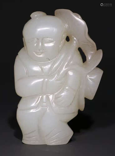 A HETIAN JADE FIGURE PENDANT