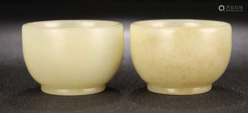 PAIR OF HETIAN JADE CUP