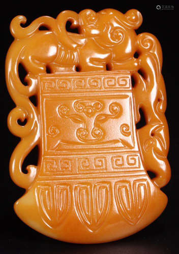 A TIANHUANG STONE TABLET CARVED WITH BEAST