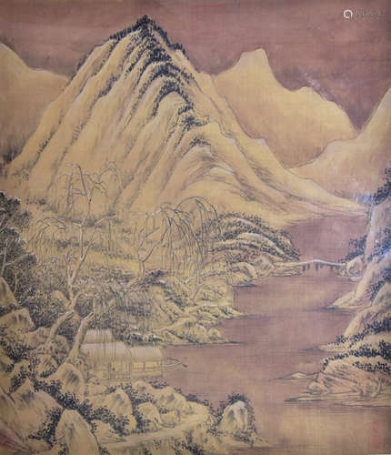 佚名 雪景山水 绢本镜框