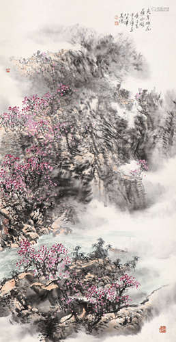 b.1959 申世辉  夹岸桃花蘸水开  绘画 镜心  设色纸本