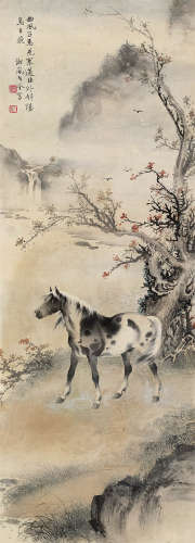 1904～1964 戈湘岚  西风匹马  绘画 镜心  设色纸本