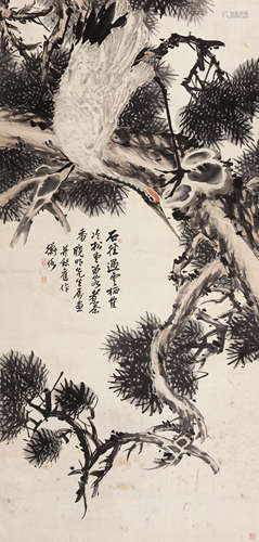 1876～1923 陈师曾  松鹤  绘画 立轴  设色纸本