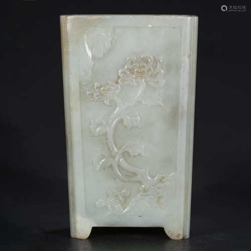 ANCIENT CHINESE WHITE JADE BRUSH POT