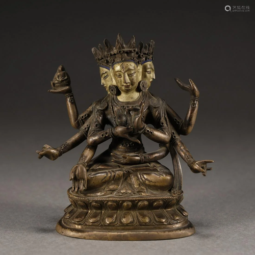 ANCIENT TIBETAN ALLOY COPPER BUDDHA STATUE