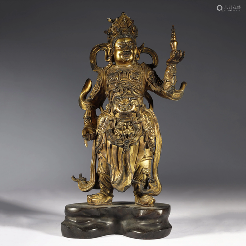 ANCIENT CHINESE GILT-BRONZE BUDDHA STATUE