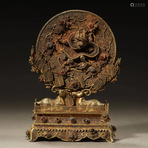 ANCIENT CHINESE FILIGREE GILT-SILVER 