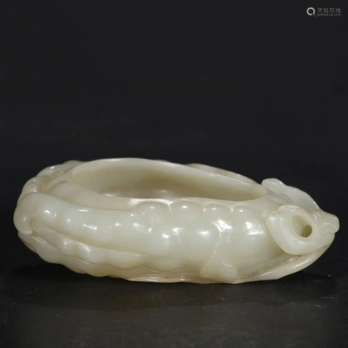 ANCIENT CHINESE WHITE JADE BRUSH WASHER