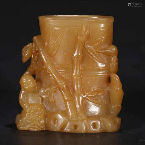 ANCIENT CHINESE JADE BRUSH POT