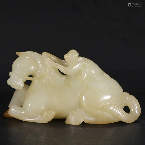 ANCIENT CHINESE WHITE JADE HORSES AND M…