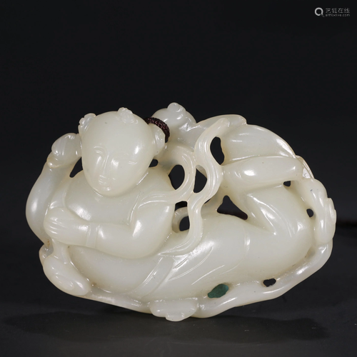 ANCIENT CHINESE WHITE JADE FIGURE