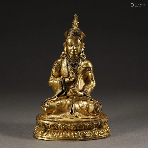 ANCIENT TIBETAN GILT-BRONZE BUDDHA STATUE