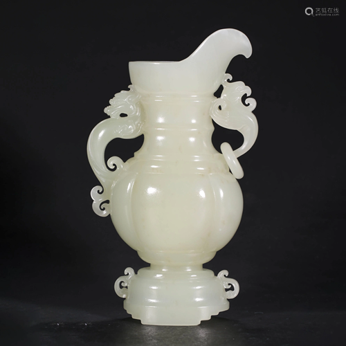 ANCIENT CHINESE WHITE JADE EWER