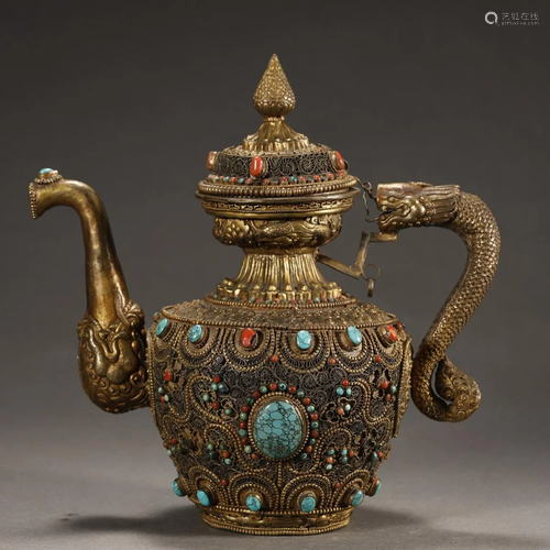 QING DYNASTY,TIBETAN GILT-SILVER…