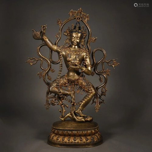 ANCIENT TIBETAN GILT-BRONZE BUDDHA STATUE