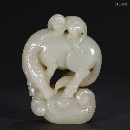 ANCIENT CHINESE WHITE JADE HORSES AND M…