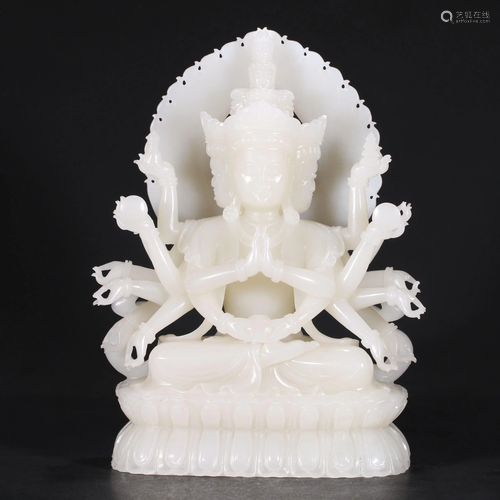 ANCIENT CHINESE WHITE JADE BUDDHA STATUE