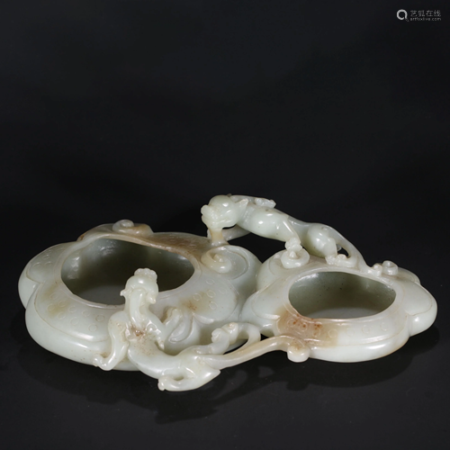 ANCIENT CHINESE WHITE JADE BRUSH WASHER