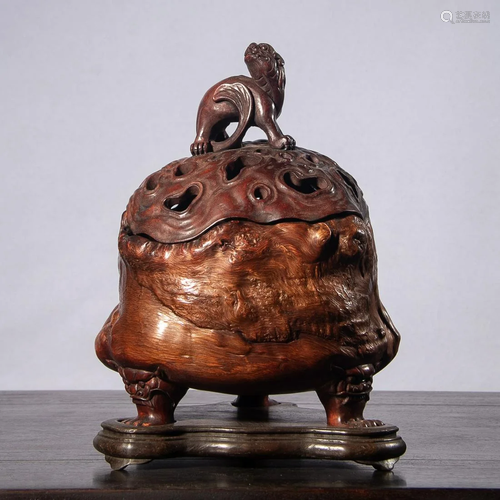 ANCIENT CHINESE CARVED WOOD CENSER