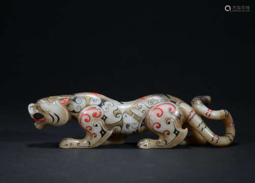 Qing dynasty jade tiger ornament