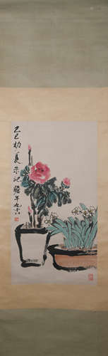 Modern Zhu qizhan's flower painting