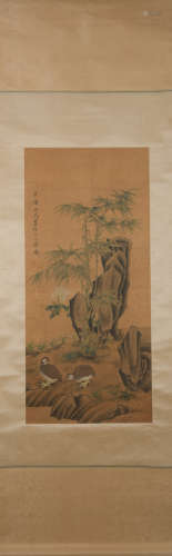 Qing dynasty Wang wu's flower and bird painting