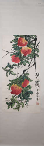 Modern Qi baishi's birthday peach painting