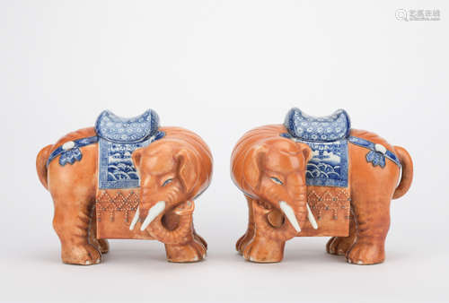 Qing dynasty famille rose elephant 1*pair