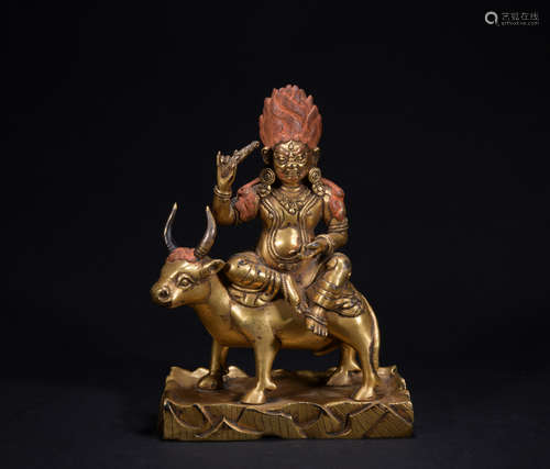 A gilt-bronze figure of Palden Lhamo,Qing dynasty