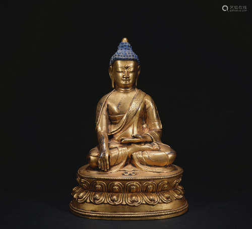 A gilt-bronze figure of Sakyamumi,Qing dynasty