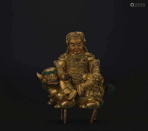 Qing dynasty gilt bronze statue of the King of Wealth