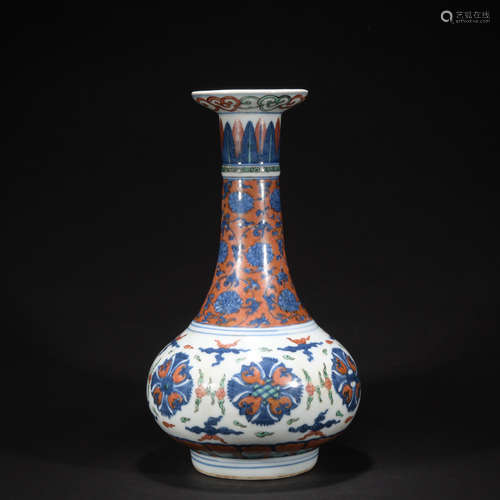 An underglaze-blue and copper-red vase,Ming dynasty