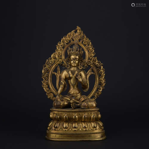 Qing dynasty gilt bronze statue of Drolma