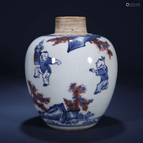 Qing dynasty blue and white jar