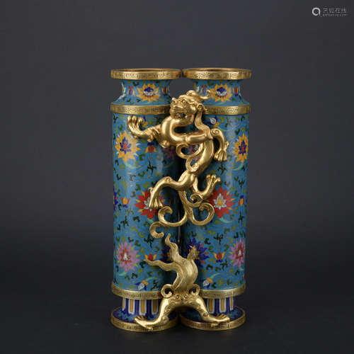 A Cloisonne enamel 'floral' bottle,Qing dynasty