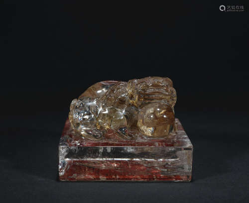 A crystal 'beast' seal,Qing dynasty