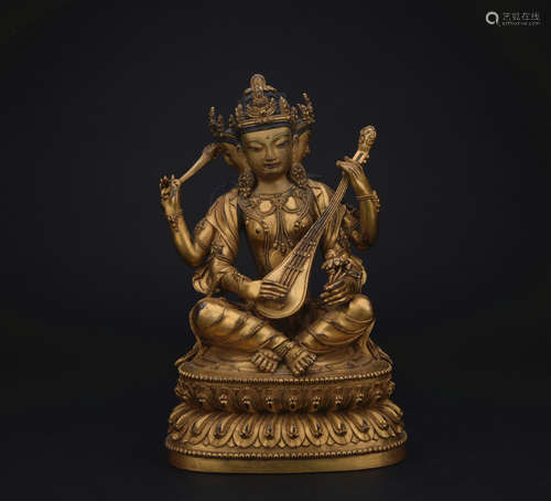 Qing dynasty gilt bronze statue of Ushnisha Vijaya