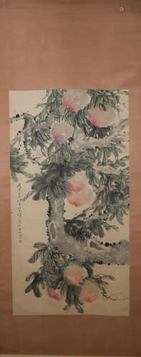 Qing dynasty Ren bonian's birthday peach painting