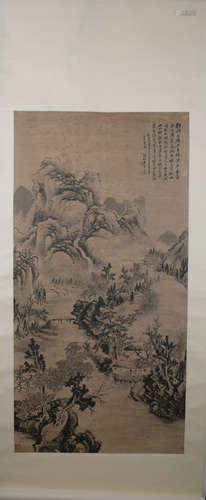 Qing dynasty Wang fang's landscape painting