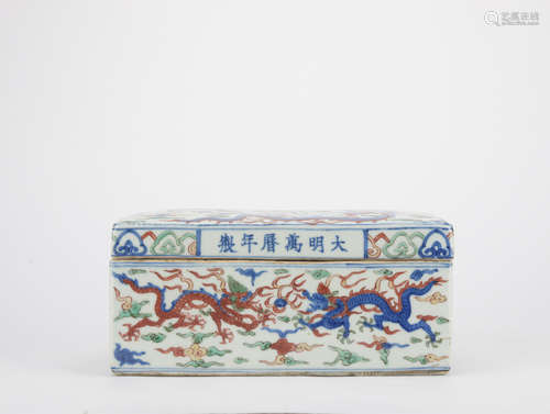 Ming dynasty multicolored cover box with dragon pattern