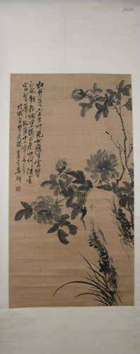 Qing dynasty Li shan's flower painting