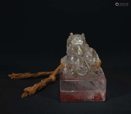 A crystal 'dragon' seal,Qing dynasty