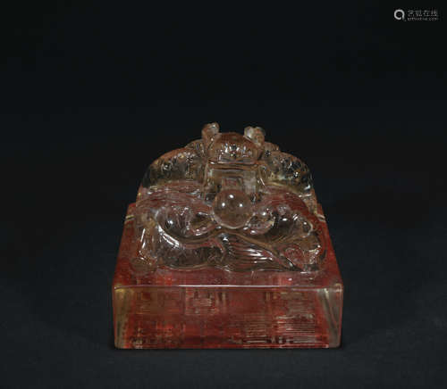 A crystal 'beast' seal,Qing dynasty